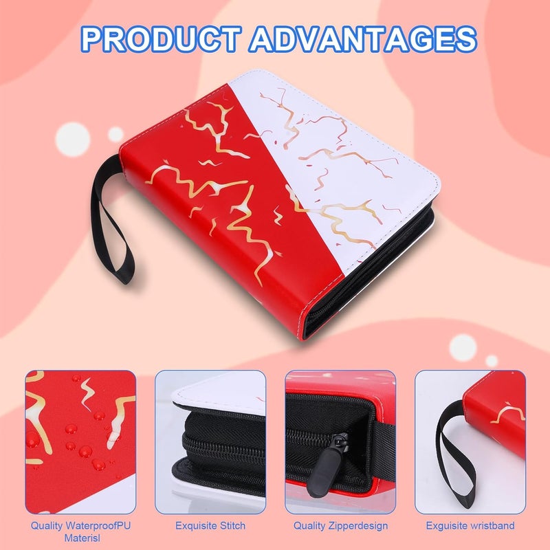 awedsu Collectible Trading Card Albums,Collectible Trading Card Protective Sleeves,Card Binder 4-Pocket,400 Pockets Card Case Holder for TCG, Sports Card.… (Pink and White) - Image 5